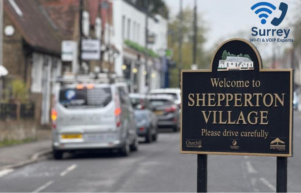 Surrey Wi-Fi & VoIP Experts van on a business callout in Shepperton, providing professional Wi-Fi and VoIP installation services.