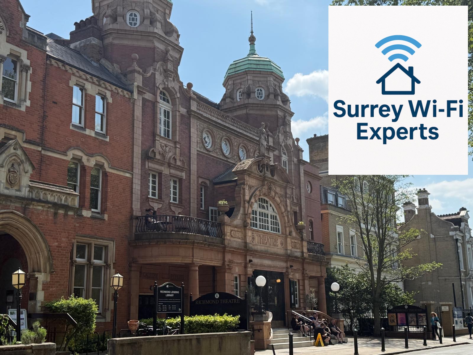 Front view of Richmond Theatre symbolising strong fibre connectivity with Wi-Fi and VoIP services powered by ONT technology in Surrey